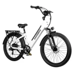 Samebike RS-A01 26*3“ Reifen Elektrofahrrad mit Gepäckträger, 750W Motor mit 70N.m, 48V 14Ah Batterie – Weiß