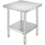 VEVOR Edelstahl Arbeitstisch 60 cm x 60 cm Essenszubereitung für die Zubereitung von Mahlzeiten, Nähen, Waschen, Basteln, Garagennutzung usw.