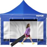 VEVOR Pavillon faltbar 3x3m Faltpavillon 240g PVC-beschichtetes Polyester Pop-Up-Pavillon 1,95-2,13m Einstellbar Partyzelt Festzelt Strandzelt Blau für Hochzeiten oder andere kommerzielle Aktivitäten