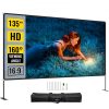 VEVOR 394,2 cm Leinwand Beamer Bequemes Tragen, Größe 311 x 175 cm Leinwand Schneller Aufbau Projektionsleinwand Rolloleinwand Heimkino Mobile Hochtextiles Oxford-Tuch 16:9 Außenanwendung