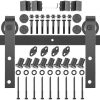 VEVOR Schiebetürsystem 335cm Schiebetürbeschlag Kohlenstoffstahl Laufschienen Set 150kg Traglast Türführung passend für Türbreite von 167cm Beschläge für Doppeltür ideal für Scheune Küche Ställe usw.