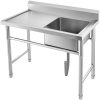 VEVOR spültisch edelstahl mit 1 Becken (rechts) gastro spültisch 201 edelstahl spültisch edelstahl gastro 100x 60 x 92 cm Gastro Spüle