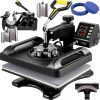 VEVOR 8 in 1 Transferpresse, 29×38 cm Hitzepresse, Heißpressmaschine, DIY T-Shirtpresse mit Digitaler LED-Temperatur- und Zeitkontrolle für Sublimation Becher T-Shirt Tellern, 45,2 x 38 x 45,7 cm