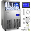 VEVOR 60kg Kommerzielle Eismaschine 220V Eiswürfelbereiter Kommerzielle Eiswürfelbereiter Edelstahl mit Ablaufpumpe und LCD Bildschirm