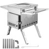 VEVOR Zeltofen 36x18x27cm Tragbarer Holzofen Edelstahl 304 Zeltheizung 6xKaminrohr Camping Ofen Outdoor 2,43m Gesamthöhe Mini Holzofen Campingofen ideal zum Heizen und Kochen für Tipis Jurten Hütten