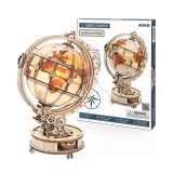 ROBOTIME ST003 ROKR Luminous Globe 3D Holzpuzzle, LED Lichtbaustein Kit, 180-tlg
