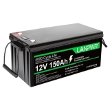 LANPWR LiFePO4-Akkupack, 12 V 150 Ah 1920 Wh Lithiumbatterie, eingebautes 100 A BMS, IP65 wasserdicht