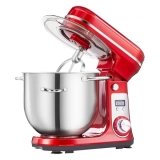 BioloMix BM601 1200 W Küchenstandmixer mit Schneebesen, Kneter, 6 l Fassungsvermögen, Edelstahlschüssel – Rot
