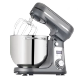 BioloMix BM601 1200 W Küchenstandmixer mit Schneebesen, Kneter, 6 l Fassungsvermögen, Edelstahlschüssel – Grau