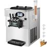 VEVOR Speiseeisbereiter 20-28 L, 2200 W Edelstahl Farbe Kommerzielle Softeismaschine Eismaschine Ice Cream Maker Edelstahl Maschine mit Eikegel & Vorgekühltes LCD Panel