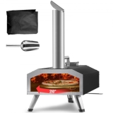 VEVOR Tragbarer Pizzaofen Outdoor 304,8 mm, Gas Holzpellets Holzkohle Pizzaofen, Edelstahl Pizzaofen, Max. 540 ℃ Holzpelletsschaufel & Pizzastein & Tragetasche –  Premium Pizza Holzofen für Garten