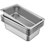 VEVOR Edelstahl Behälter 6 Stück, Speisebehälter Essens Behälter mit Deckel, Antihaft Teller, 53,7 x 33 x 14 cm, kommerzieller Warmhaltebehälter für Speisen, Torten, Aufläufe, Hotelpfanne