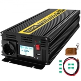 VEVOR 230V Spannungswandler Wechselrichter, 2500W Reiner Sinuswellen Wechselrichter, GYS-2500W 12V DC Pure Sine Wave Power, Reiner Sinus-Wechselrichter Fernbedienung mit Kabel LCD Bildschirm