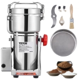 VEVOR Tragbare Getreidemühle 700 g Schleifmaschine 1500 W, Multifunktion-Küchenmühle Edelstahl Mühle, Pulvermaschine Timing-Trockenmühle für Kräuter / Gewürze / Getreide usw. inkl. Klingen & Bürsten