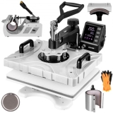VEVOR Hitzepresse 6 in 1 Transferpresse Weiß Heißpresse Maschine 38 x 30 cm T-Shirtpresse Textilpresse Multifunktionale Sublimation Becherpresse Tassenpresse für Hüten Tellern Tassen 360-Grad-Drehbar