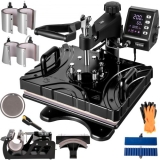 VEVOR 10 in 1 Hitzepresse 38x30cm Transferpresse Schwarz  Heißpresse Textilpresse Multifunktionale Sublimation T-Shirtpresse Becherpresse Tassenpresse für Hüten Tellern Tassen 360-Grad-Drehbar