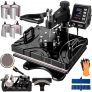 VEVOR 10 in 1 Hitzepresse 38x30cm Transferpresse Schwarz  Heißpresse Textilpresse Multifunktionale Sublimation T-Shirtpresse Becherpresse Tassenpresse für Hüten Tellern Tassen 360-Grad-Drehbar