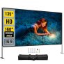 VEVOR 394,2 cm Leinwand Beamer Bequemes Tragen, Größe 311 x 175 cm Leinwand Schneller Aufbau Projektionsleinwand Rolloleinwand Heimkino Mobile Hochtextiles Oxford-Tuch 16:9 Außenanwendung