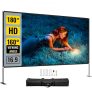 VEVOR 457,2 cm Leinwand Beamer Bequemes Tragen, Größe 400 x 225 cm Leinwand Schneller Aufbau Projektionsleinwand Rolloleinwand Heimkino Mobile Hochtextiles Oxford-Tuch 16:9 Außenanwendung