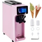 VEVOR Kommerzielle Softeismaschine, 10-20 L pro Stunde Produktion Rosa Speiseeisbereiter LCD-Bildschirm, 1000 W Eiscrememaschine mit 4,5 L Trichter, 550 x 210 x 680 mm Softeismaschine Desktop