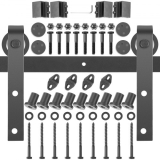 VEVOR Schiebetürsystem 335cm Schiebetürbeschlag Kohlenstoffstahl Laufschienen Set 150kg Traglast Türführung passend für Türbreite von 167cm Beschläge für Doppeltür ideal für Scheune Küche Ställe usw.