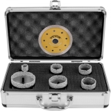 VEVOR Diamantbohrer Lochsägen Set 20/35/38/40/50/68mm Durchmesser, 6xLochsäge Satz aus Diamant mit 15 mm Segmenthöhe und 60 mm Bitlänge zum Bohren von harten Materialien wie Keramik, Marmor, Mauerwerk