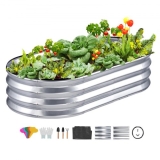 VEVOR Hochbeet Pflanzkübel Blumenkasten Garten Pflanzkasten Terrassen Gemüsebeet Gartenbeet Pflanzbeet Silber 122,5×62,5x28cm verzinktem Metall ideal für den Anbau von Gemüse Obst Kräutern usw.