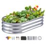 VEVOR Hochbeet Pflanzkübel Blumenkasten Garten Pflanzkasten Terrassen Gemüsebeet Gartenbeet Pflanzbeet Silber 122,5×62,5x28cm verzinktem Metall ideal für den Anbau von Gemüse Obst Kräutern usw.