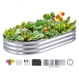 VEVOR Hochbeet Pflanzkübel Blumenkasten Garten Pflanzkasten Terrassen Gemüsebeet Gartenbeet Pflanzbeet Silber 180x90x30cm verzinktem Metall ideal für den Anbau von Gemüse Obst Kräutern usw.