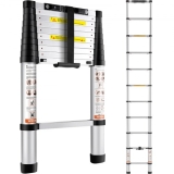 VEVOR 3,2M Teleskopleiter Rutschfester Klappleiter 48×9,5×76,5cm Stehleiter Ein-Knopf-Rückzug Mehrzweckleiter Aluminiumlegierung 170kg Belastbarkeit Ideal für Hausreparaturen Dekoration Wandanstriche