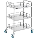 VEVOR Servierwagen Edelstahl Serving Lab Trolley 3 Böden Laborwagen Tragbar Abräumwagen Medical Dental Lab Cart Transportwagen Rollwagen Medizinisch Universalräder Zwei Fußbremsen Breite Anwendung