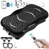 VEVOR Fitness Vibrationsplatte mit LCD Fitness Matte 3 Ebenen Massage Remote Bluetooth USB Musik Intelligente Uhr Fitness-Maschine für Zuhause und Büro mit Nützliches Zubehör(Schwarz)