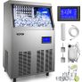 VEVOR 60kg Kommerzielle Eismaschine 220V Eiswürfelbereiter Kommerzielle Eiswürfelbereiter Edelstahl mit Ablaufpumpe und LCD Bildschirm